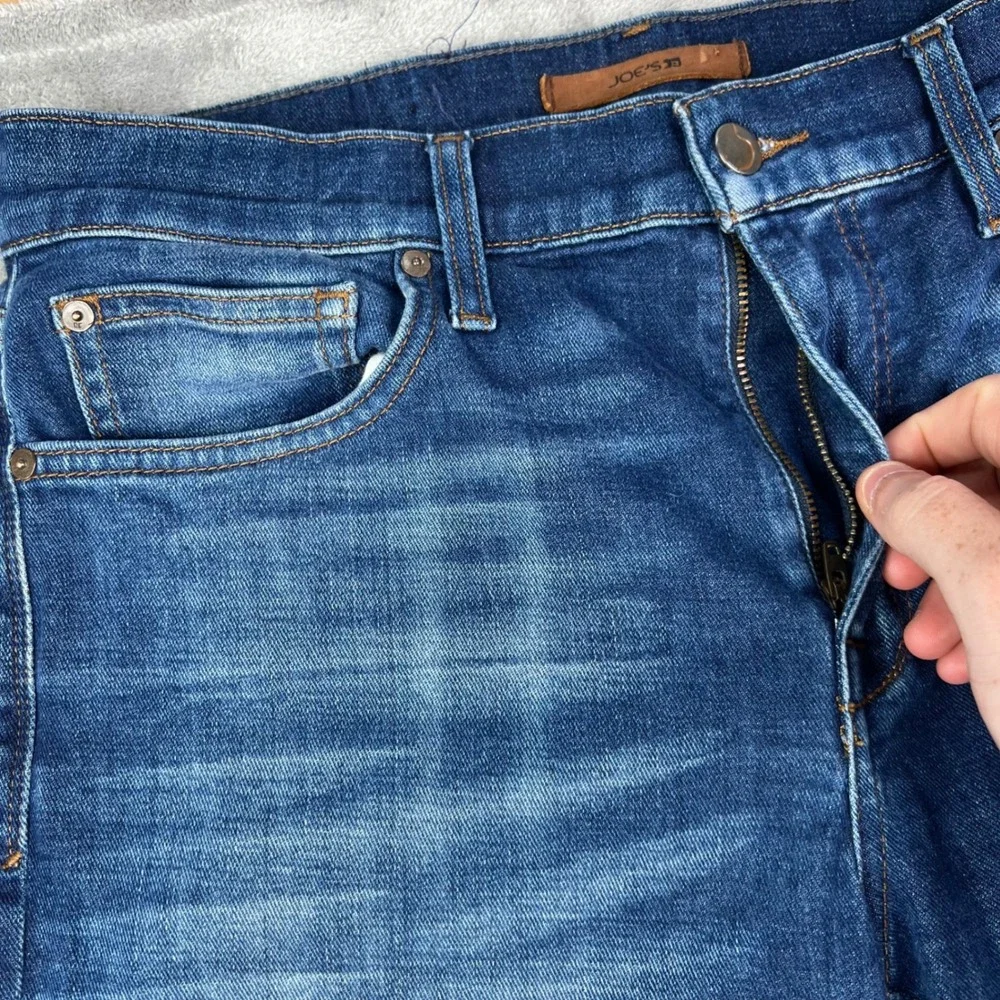Joe's The Brixton Jeans Mens 32 Blue Solid Straight Narrow Fit Whiskered Denim